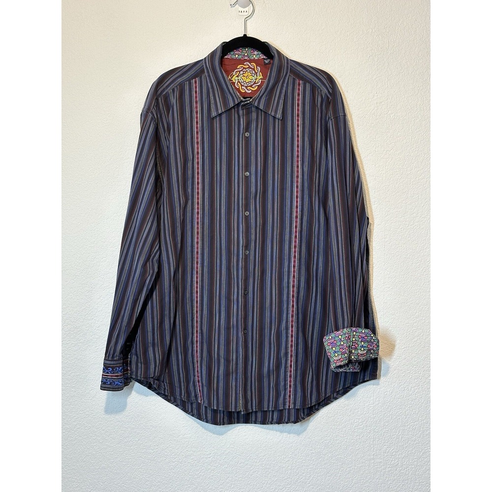 Robert Graham Sz 3XL Multicolor Stripe Long Sleeve Shirt Flip Cuff